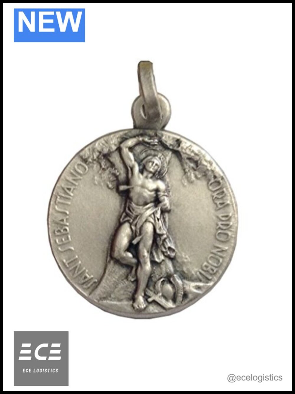 Saint Sebastian Medal 925 Sterling Silver Pendant Made in Italy